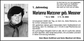 Traueranzeige von Marianna Marzoner von Dolomiten