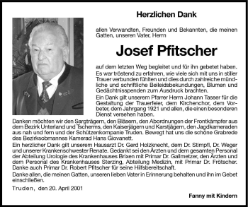 Traueranzeige von Josef Pfitscher von Dolomiten