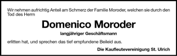 Traueranzeige von Domenico Moroder von Dolomiten