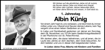 Traueranzeige von Albin Künig von Dolomiten