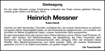 Traueranzeige von Heinrich Messner von Dolomiten