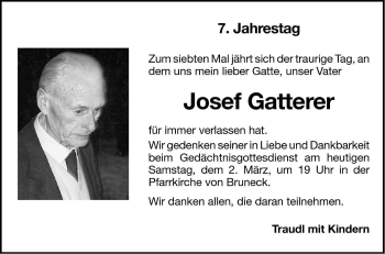 Traueranzeige von Josef Gatterer von Dolomiten