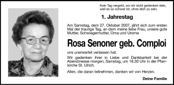 Traueranzeige von Rosa Senoner von Dolomiten