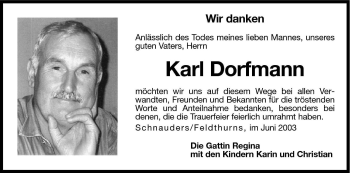 Traueranzeige von Karl Dorfmann von Dolomiten