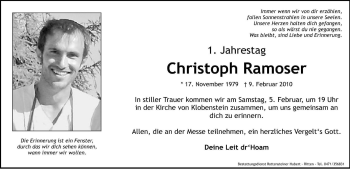 Traueranzeige von Christoph Ramoser von Dolomiten