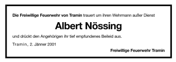 Traueranzeige von Albert Nössing von Dolomiten