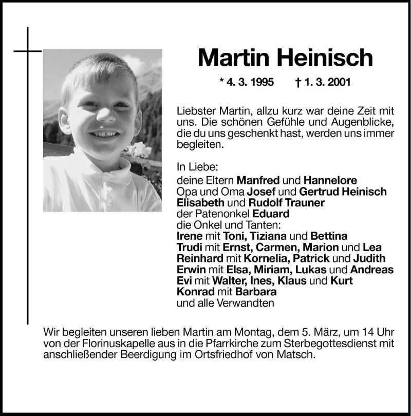  Traueranzeige für Martin Heinisch vom 03.03.2001 aus Dolomiten