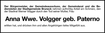 Traueranzeige von Anna Volgger von Dolomiten