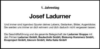 Traueranzeige von Josef Ladurner von Dolomiten