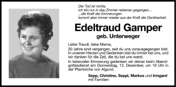 Traueranzeige von Edeltraud Gamper von Dolomiten
