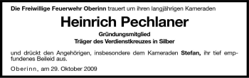 Traueranzeige von Heinrich Pechlaner von Dolomiten