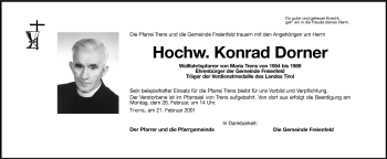 Traueranzeige von Konrad Dorner von Dolomiten