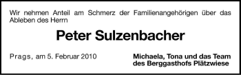 Traueranzeige von Peter Sulzenbacher von Dolomiten