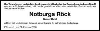 Traueranzeige von Notburga Freund von Dolomiten