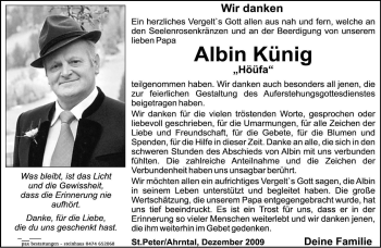 Traueranzeige von Albin Künig von Dolomiten