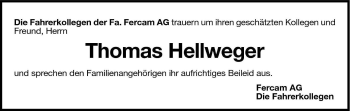 Traueranzeige von Thomas Walther Hellweger von Dolomiten