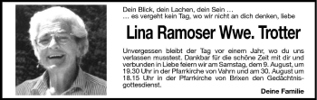 Traueranzeige von Lina Trotter von Dolomiten