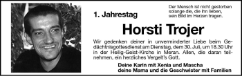 Traueranzeige von Horsti Trojer von Dolomiten