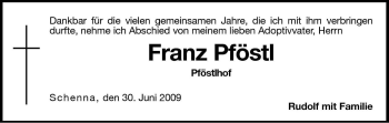 Traueranzeige von Franz Pföstl von Dolomiten