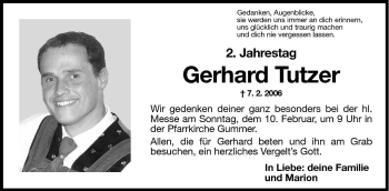 Traueranzeige von Gerhard Tutzer von Dolomiten