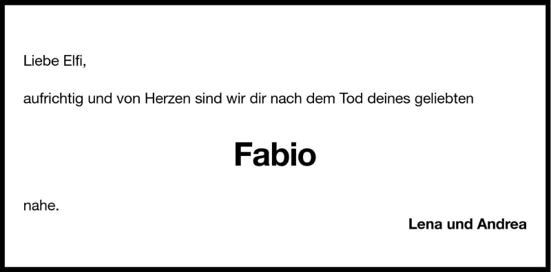  Traueranzeige für Fabio  vom 11.06.2003 aus Dolomiten