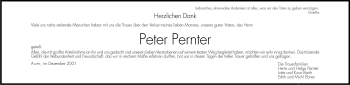 Traueranzeige von Peter Pernter von Dolomiten