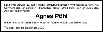 Traueranzeige von Agnes Pöhl von Dolomiten