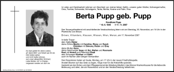 Traueranzeige von Berta Pupp von Dolomiten