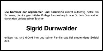 Traueranzeige von Sigrid Durnwalder von Dolomiten