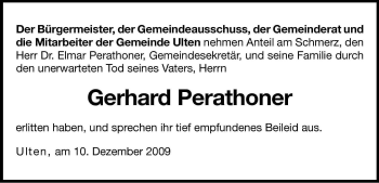 Traueranzeige von Gerhard Perathoner von Dolomiten