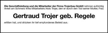 Traueranzeige von Gertraud Trojer von Dolomiten