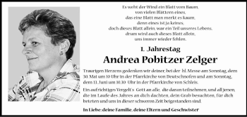 Traueranzeige von Andrea Pobitzer Zelger von Dolomiten