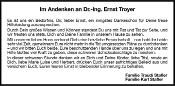 Traueranzeige von Ernst Troyer von Dolomiten