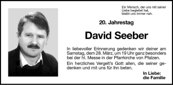 Traueranzeige von David Seeber von Dolomiten