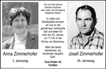 Traueranzeige von Josef Zimmerhofer von Dolomiten