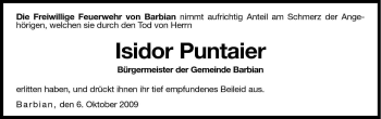 Traueranzeige von Isidor Puntaier von Dolomiten