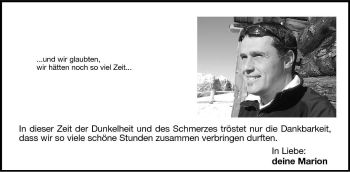 Traueranzeige von Gerhard Tutzer von Dolomiten