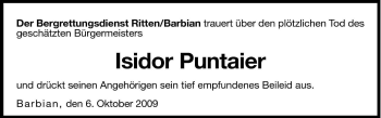 Traueranzeige von Isidor Puntaier von Dolomiten