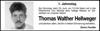 Traueranzeige von Thomas Walther Hellweger von Dolomiten
