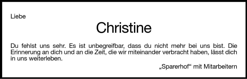  Traueranzeige für Christine  vom 29.05.2003 aus Dolomiten