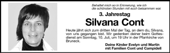 Traueranzeige von Silvana Cont von Dolomiten