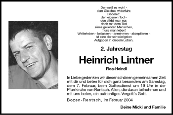 Traueranzeige von Heinrich Lintner von Dolomiten