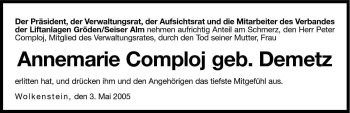 Traueranzeige von Annemarie Comploj von Dolomiten