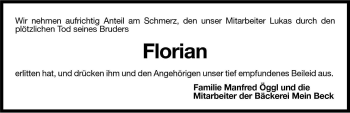 Traueranzeige von Florian  von Dolomiten