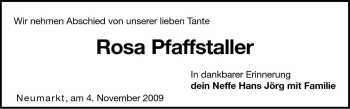 Traueranzeige von Rosa Pfaffstaller von Dolomiten