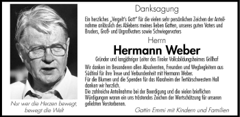 Traueranzeige von Hermann Weber von Dolomiten