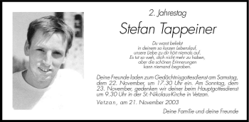 Traueranzeige von Stefan Tappeiner von Dolomiten