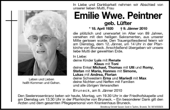 Traueranzeige von Emilie Peintner von Dolomiten