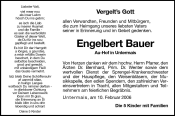 Traueranzeige von Engelbert Bauer von Dolomiten