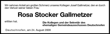 Traueranzeige von Rosa Gallmetzer von Dolomiten